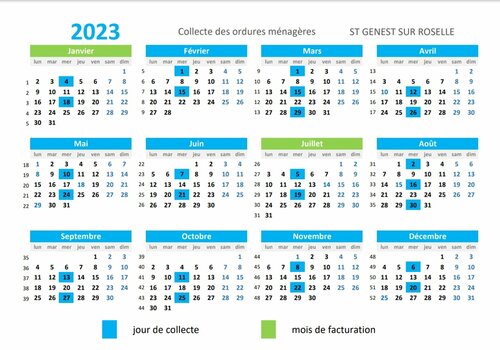 Tableau 2023 ramassage ordures