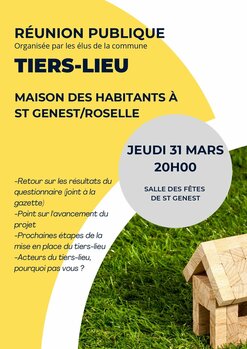 TIERS-LIEU RÉUNION PUBLIQUE JEUDI 31 MARS 20H00