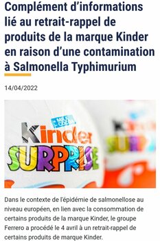 Rappel produits Kinder