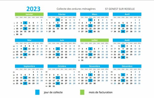 Tableau 2023 ramassage ordures